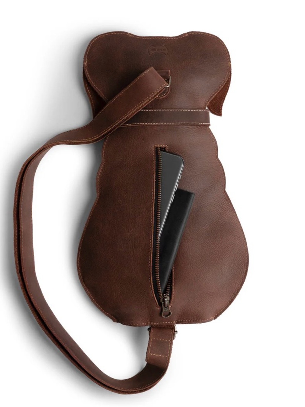 Stockyard Brown Full Grain Leather Dog Crossbody/Backpack - Picture 6 of 12